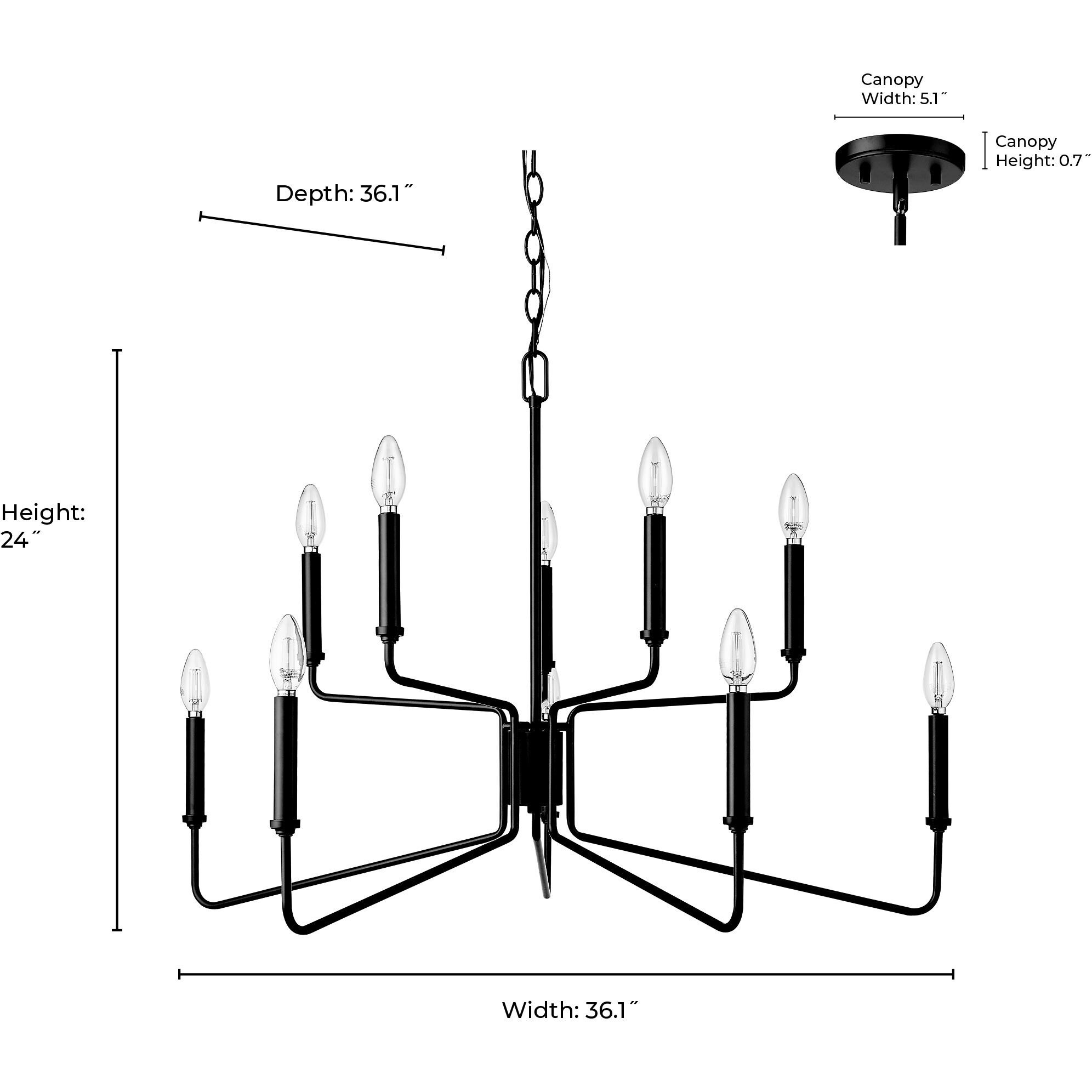 Raven 10 Light 36.1 inch Polished Nickel Chandelier Ceiling Light